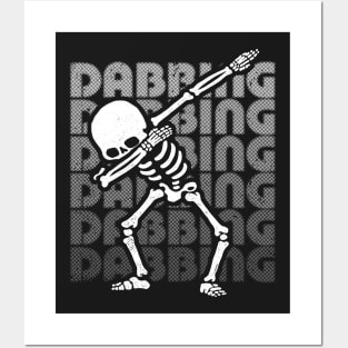 Dabbing Skeleton Type White Posters and Art